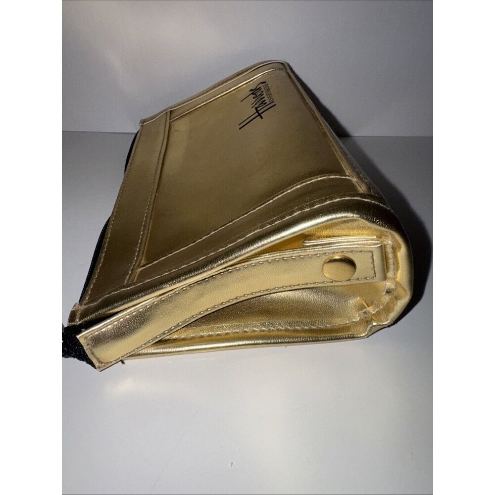 Harrods of London Gold Logo Make Up Bag Cosmetic Pouch Zip Purse 9x5x2.5 VGUC - Picture 7 of 7